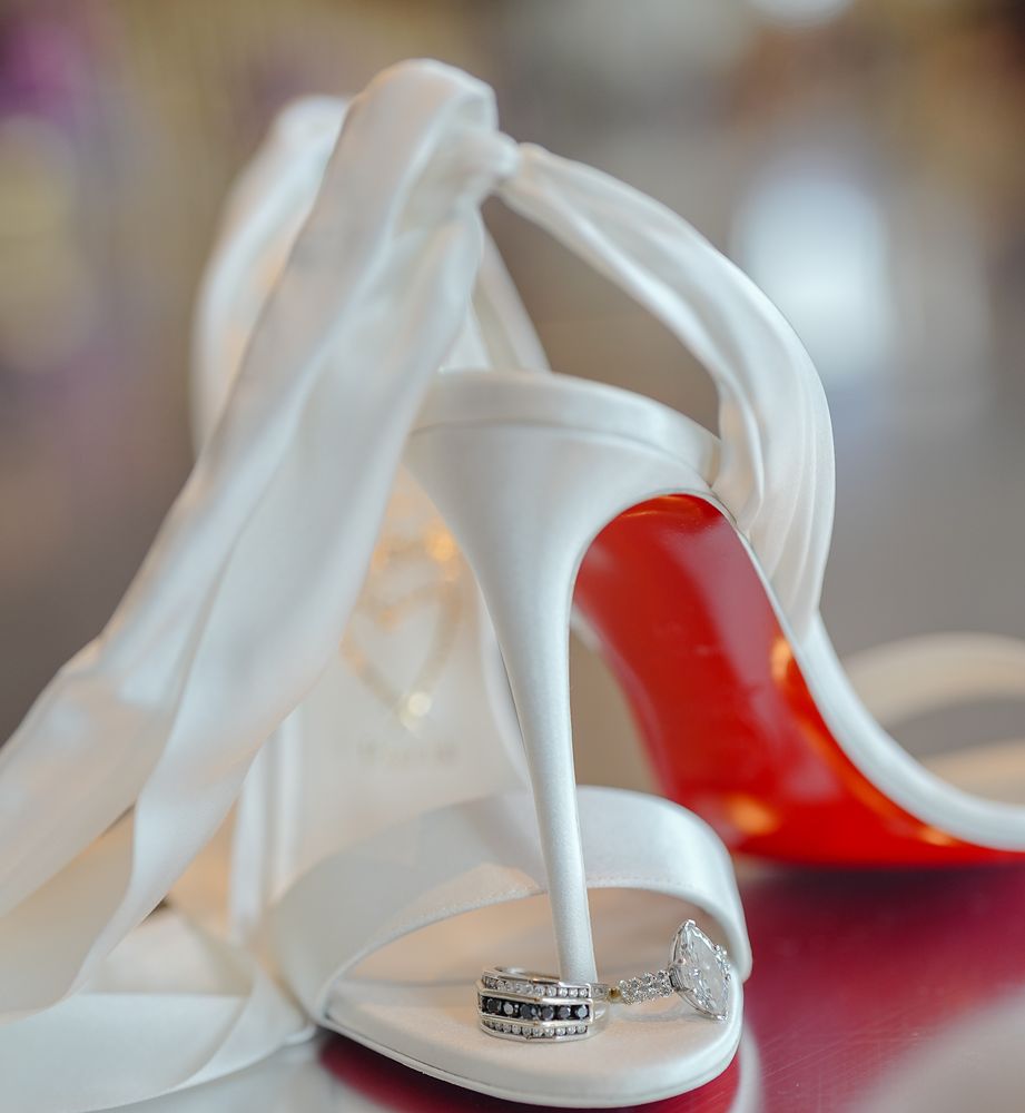 Bridal heels with the rings on the strap